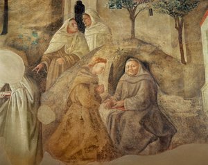 إصلاح القاعدة الكرملية ، تفاصيل أربعة رهبان كرمليين ، ج 1422 التفاصيل الجدارية من 94764 بواسطة فرا فيليبو ليبي