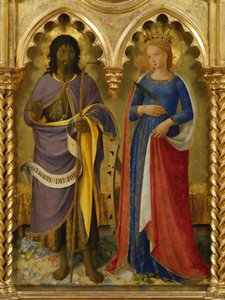 القديس يوحنا المعمدان والقديسة كاترين الأسكندرية من ممر بيروجيا ، حوالي 1437. بواسطة Fra Giovanni Angelico da Fiesole