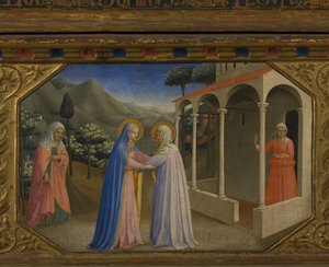 الزيارة البشارة يمكن سردها بخمسة مشاهد بريديلا 1430-1432هـ بواسطة Fra Giovanni Angelico da Fiesole