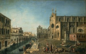 منظر للبندقية مع كنيسة سانتي جيوفاني إي باولو. تقريبا. 1735. -1740