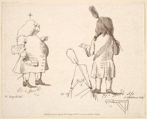 الرسوم الكاريكاتورية للورد ميلكومب واللورد وينشلسي ، 22 ديسمبر 1781. بواسطة فرانشيسكو بارتولوزي