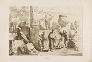 طوبيا ودفن الموتى العهد القديم والجديد إلى Castiglione (عنوان السلسلة) بواسطة جيوفاني بينيديتو كاستيجليون
