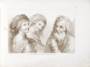 امرأتان ورجل عجوز أساسيات رسم سيبريانيس نقشها ف بارتولوزي بواسطة جيوفاني باتيستا سيبرياني