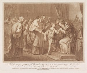 Weduwe van Edward IV staat haar zoon aan twee aartsbisschoppen af فراق الملكة الأرملة لإدوارد الرابع مع دوق يورك إلى رئيس الأساقفة ، بأمر من ريتشارد الثالث (العنوان على الكائن) بواسطة جيوفاني باتيستا سيبرياني