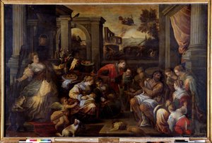 هرقل و Omphale Hercules ، في حالة حب مع ملكة Lycia Omphale ، يأخذ قطعته الدوارة بواسطة فرانشيسكو باسانو
