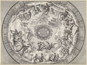 زخرفة القبة مع شخصيات العهد القديم والملائكة Cupola prima di musaico capella del SS.mo Crucifisso (...) (العنوان على الكائن) زخارف القبة في كاتدرائية القديس بطرس (عنوان السلسلة) بواسطة جيوفاني جياكومو دي روسي