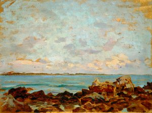Castiglioncello بواسطة Francesco Gioli (1846-1922) ، زيت على لوح ، 27x36 سم
