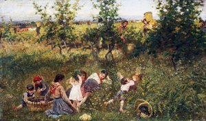 حصاد العنب ، رسم فرانشيسكو جيولي (1846-1922) ، زيت على قماش ، 39 ، 5x66 سم