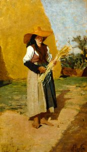 دراسة لجلينر (عاملة ميدانية) بقلم فرانشيسكو جيولي (1846-1922) ، زيت على لوح ، 32 × 19 سم