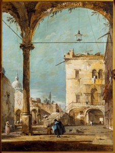 رواق في البندقية لوحة لفرانشيسكو غواردي (1712-1793) القرن الثامن عشر ، باريس ، متحف جاكيمارت أندريه بواسطة فرانشيسكو غواردي