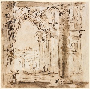 زوج من الرسوم: رسم متاهة فيلا Pisani و Piazza San Marco ... ، 1773-1778. بواسطة فرانشيسكو غواردي