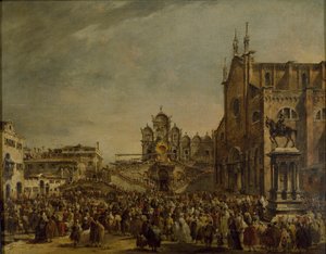 البابا بيوس السادس يبارك الحشد في كامبو إس إس جيوفاني إي باولو ، البندقية ، 1782 بواسطة فرانشيسكو غواردي