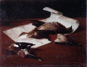 لوحة لعبة ميتة لفرانشيسكو إنجانّي (1793-1873) 1862 خافت 25.6x33.2 سم جينات ، معرض الفن الحديث ، رقم الجرد 184 بواسطة فرانشيسكو إنغاني