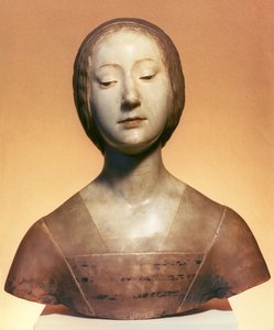 إيزابيلا دي أراغونا (1470-1524) أميرة نابولي ، 1488 (رخام مصبوغ جزئيًا)