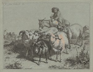 صبي على حمار يقود قطيعًا ، 1763. بواسطة فرانشيسكو لندنيو