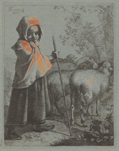 راعية الطفلة مع قطيع 1758. بواسطة فرانشيسكو لندنيو