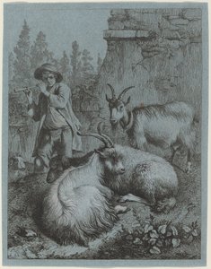 Goatherd Piping إلى أربعة ماعز. بواسطة فرانشيسكو لندنيو