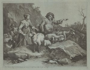 فلاح مع كيس وراهبتان ، بعد عام 1765. بواسطة فرانشيسكو لندنيو
