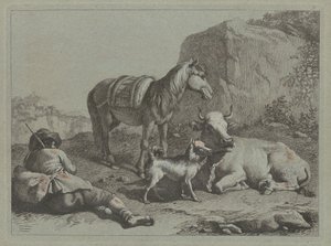 متكئ الراعي مع كيس ، ج. 1763. بواسطة فرانشيسكو لندنيو