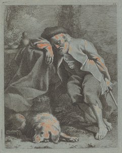 الرجل العجوز النائم مع الكلب ، 1759. بواسطة فرانشيسكو لندنيو