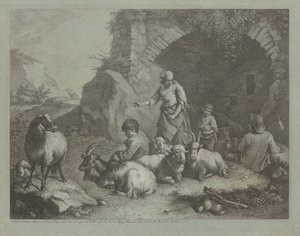 امرأة ورعاة وأولاد وخراف بالقرب من قوس 17591782. بواسطة فرانشيسكو لندنيو