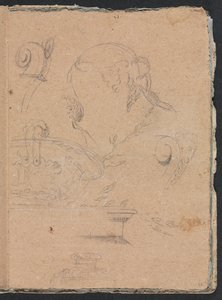 فيرونا كراسة الرسم: الزخارف المعمارية مع صفحة الرأس الأنثوية 45 ، 1760. بواسطة فرانشيسكو لورينزي
