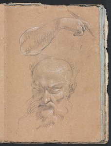 فيرونا كراسة الرسم: رأس رجل ملتح وذراعه اليمنى ويده الصفحة 59 ، 1760. بواسطة فرانشيسكو لورينزي
