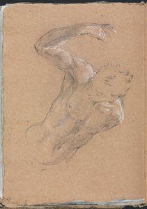 فيرونا كراسة الرسم: ذكر عاري مع ذراع يمين مرفوعة صفحة 32 ، 1760. بواسطة فرانشيسكو لورينزي