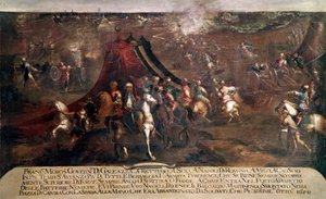 حرب كانديا (كريت): "" معركة بين أسطول البندقية فرانشيسكو موروسيني (1619-1694) والأسطول التركي الفارين في عام 1650 "(حرب كريت (1645-169): المعركة بين الأسطول الفينيسي والتركي في عام 1650) لوحة لفرانشيسكو مونتي ديت إيل بريسياني