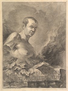 صورة لـ GB Piranesi في تقليد تمثال أثري ، من أعمال معمارية مختلفة ... ، 1750. بواسطة فرانشيسكو بولانزاني