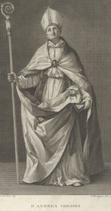 القديس أندريا كورسيني يرتدي زي أسقف فيزول ، يحمل صليبًا ومظهرًا ... ، كاليفورنيا. 1780-1841.