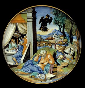 قطع أسفل الساق: رمزية المصير. القيش. صُنع بواسطة Francesco Avelli Xanto (نشط حوالي 1530/1540) بواسطة فرانشيسكو زانتو أفيلي