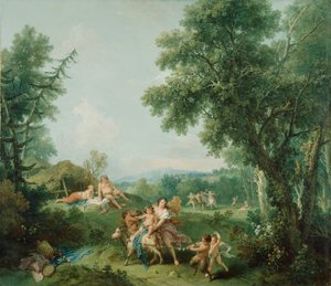 منظر طبيعي مع تعليم باكوس ، 1744