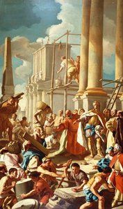 Robert of Anjou constructing the Church of Santa Chiara, Naples (oil on canvas)