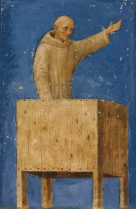 الوعظ القديس برناردينو من على المنبر ، كاليفورنيا. 1470-75.