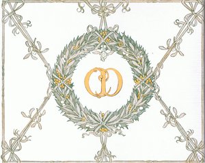تصميم الغلاف الداخلي، من منشور "عظم السمكة السحري" من دار وارن وشركاه، 1940 (طباعة حجرية ملونة) بواسطة فرانسيس دونكين بيدفورد