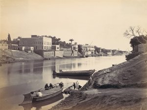 ضفاف النيل بالقاهرة ح. 1857 ، طبعت 1870. بواسطة فرانسيس فريث