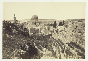 سور المدينة ومسجد عمر ، القدس ، 1857. بواسطة فرانسيس فريث