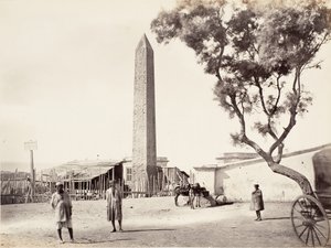 المسلة المصرية ، إبرة كليوباترا ، في الإسكندرية ، مصر ، كاليفورنيا. 1870.