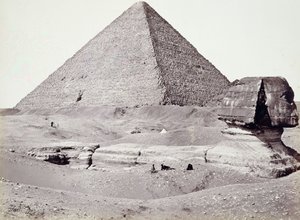 الهرم الأكبر ، وأبو الهول في المقدمة ، الجيزه بواسطة فرانسيس فريث