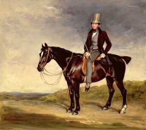 John Hay-Mackenzie on his Dark Bay Cob (oil on canvas) بواسطة فرانسيس جرانت