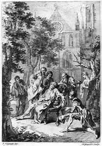 المشهد الخامس من فيلم "الملك جون" بقلم ويليام شكسبير (1564-1616) الذي نقشه هوبرت غرافلوت (1699-1773) بواسطة فرانسيس هايمان