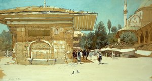 نافورة جميلة ، سكوتاري (جواش على ورق)