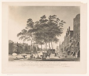 منظر لنهر برينسنغراخت وويستيركيرك في أمستردام منظر لـ Prince graft-Lanuor Graft-and Wester Church-Amsterdam (العنوان على الجسم) بواسطة صموئيل هاتشينسون