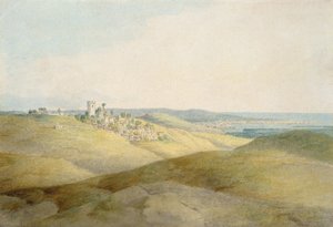 Pough Hill ، بالقرب من Bude ، Cornwall (قلم وحبر ومرحاض على ورق)