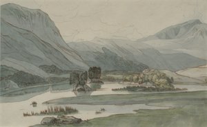 Rydal Water مع تلال Grasmere ، 1786 (قلم رصاص مع قلم وحبر ومرحاض على ورق) بواسطة فرانسيس تاون