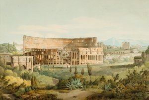 الكولوسيوم من تلال كاليان ، 1799 (قلم وحبر ومرحاض على ورق) بواسطة فرانسيس تاون