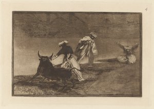 Capean otro encerrado (يلعبون مرة أخرى مع الرأس في العلبة) ، اللوحة 4 من La tauromaquia بواسطة فرانسيسكو دي جويا