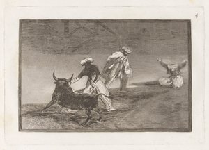 Capean otro encerrado (يلعبون مرة أخرى مع الرأس في العلبة) ، اللوحة 4 من La tauromaquia بواسطة فرانسيسكو دي جويا