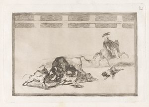 Echan perros al toro (لقد فقدوا كلابًا على الثور) ، اللوحة 25 من La tauromaquia بواسطة فرانسيسكو دي جويا